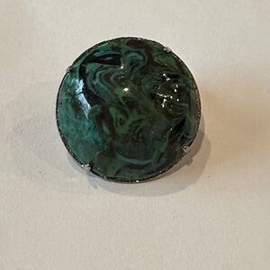 Vintage Elegant green and black Circular Brooch